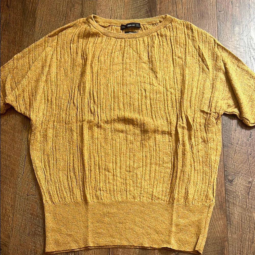 Zara Golden Yellow Textured Knit Top